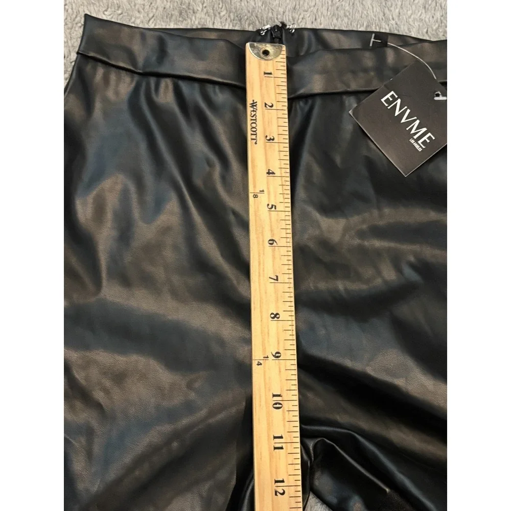 NWT ENVME Vegan Leather Pants Womens Small Black Faux Lace Up Clubwear